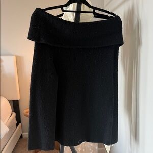H&M Black Off-the-Shoulder Fold-Over Sweater